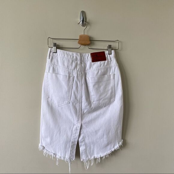 ONE Teaspoon-2020 High Waist Super Fitted Mid Length Distressed Skirt - Picture 4 of 7